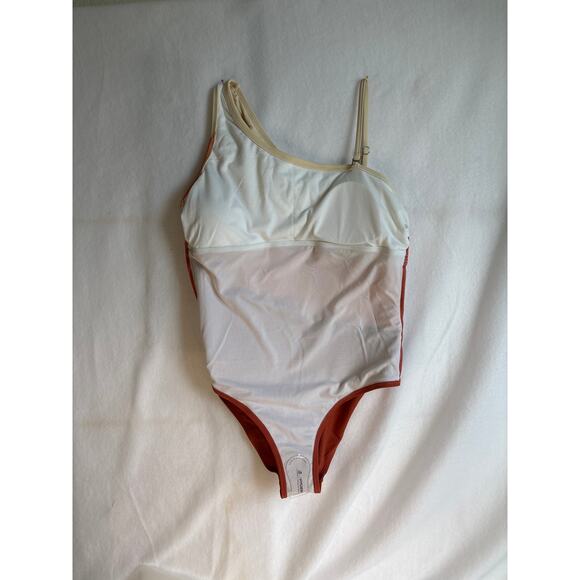 CUPSHE NWT One Piece One arm Sleeve Diagonal Stripe Swimsuit Size Large - Picture 9 of 9